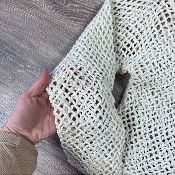 Vintage crochet 90’s cardigan with 3d flowers & pearls cottagecore dainty S‎ - Picture 4 of 8